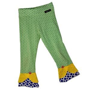 Matilda Jane Garden Path Scrappy Leggings Girl's Size 6 Green Patchwork